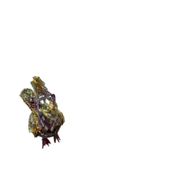 Handcrafted Mosaic Bird Figurine With Colorful Crystal Accents & Chain Detailing - Picture 4 of 7